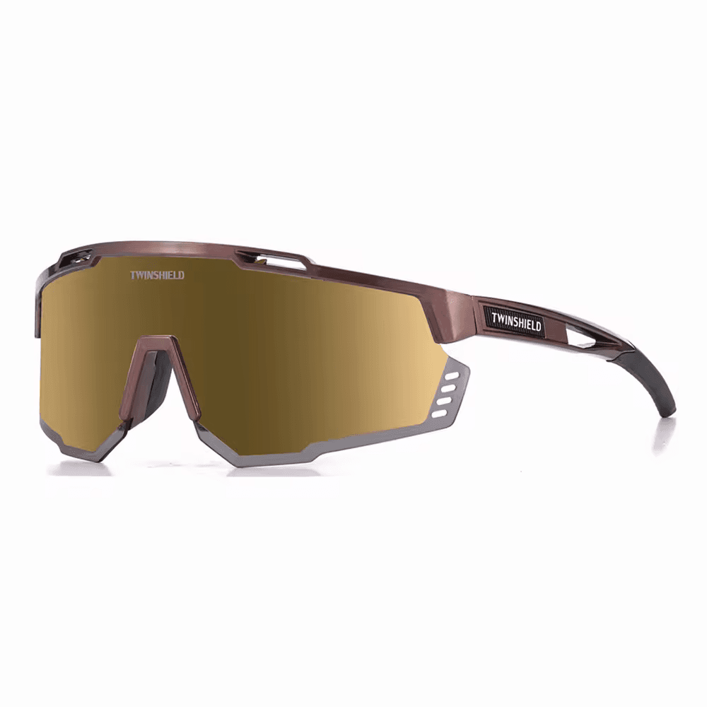 Lunettes TWINSHIELD à lentille dorée et monture marron